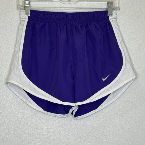 Nike DriFit Running Shorts Womens Sz Small Purple White Lined Running Drawstring - Picture 1 of 7